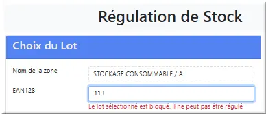 Régulation Lot bloqué